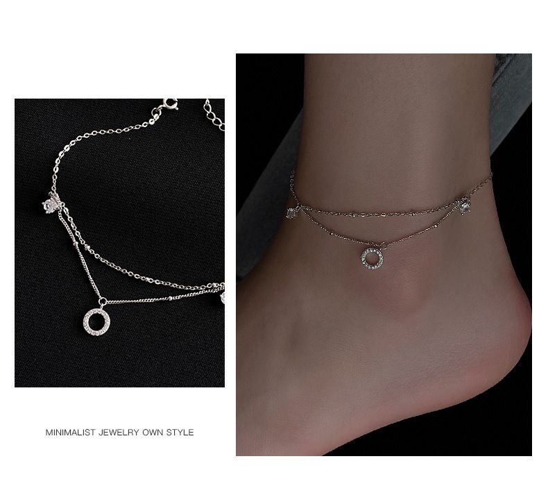 2025 Women's New Trend Double - Layer Geometric Circle Anklet - Simple Light Luxury Foot Jewelry_voghion.com