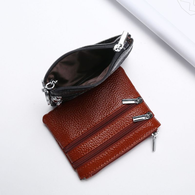 Beliebte Leder-Geldbörse für Damen, Haushalts-Reißverschluss, Schlüsseltasche, multifunktionale Kartentasche, Münzgeldbörse_voghion.com