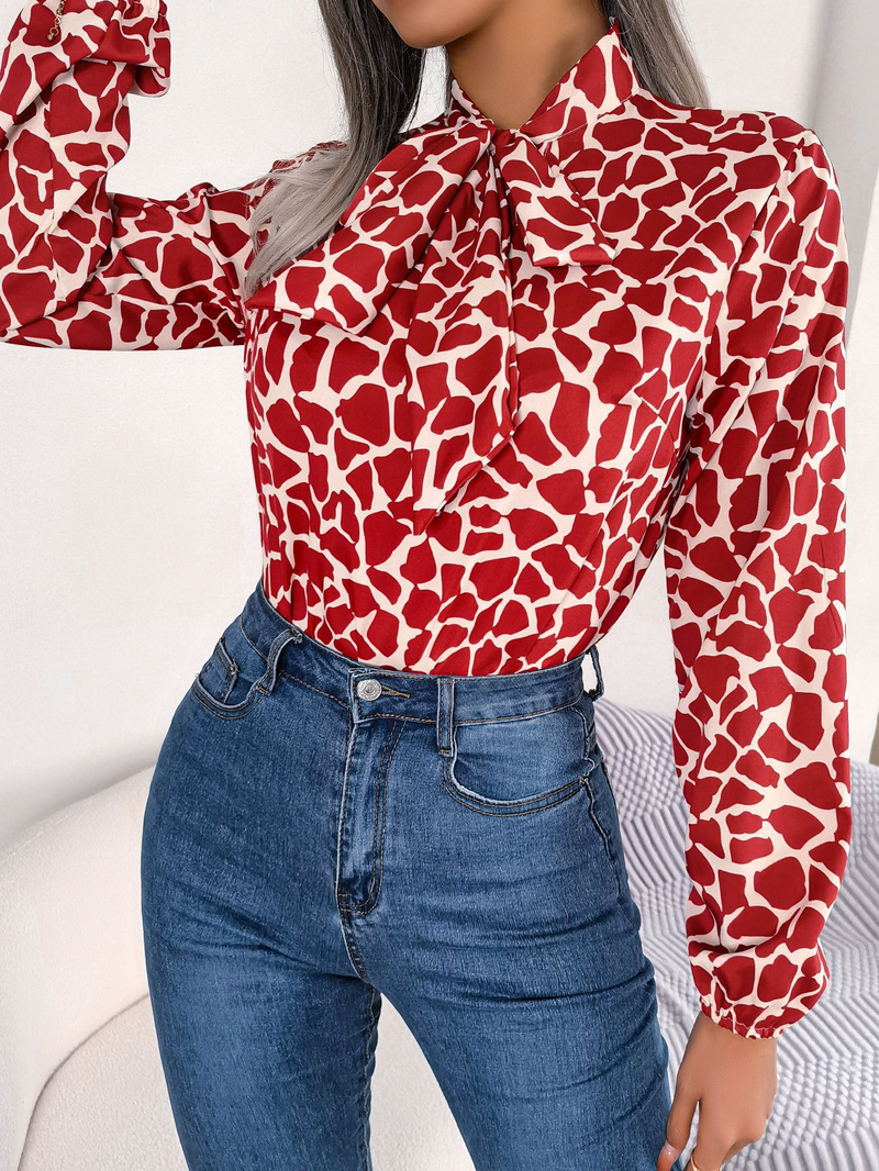 Women's fashion lantern sleeve chiffon top_voghion.com