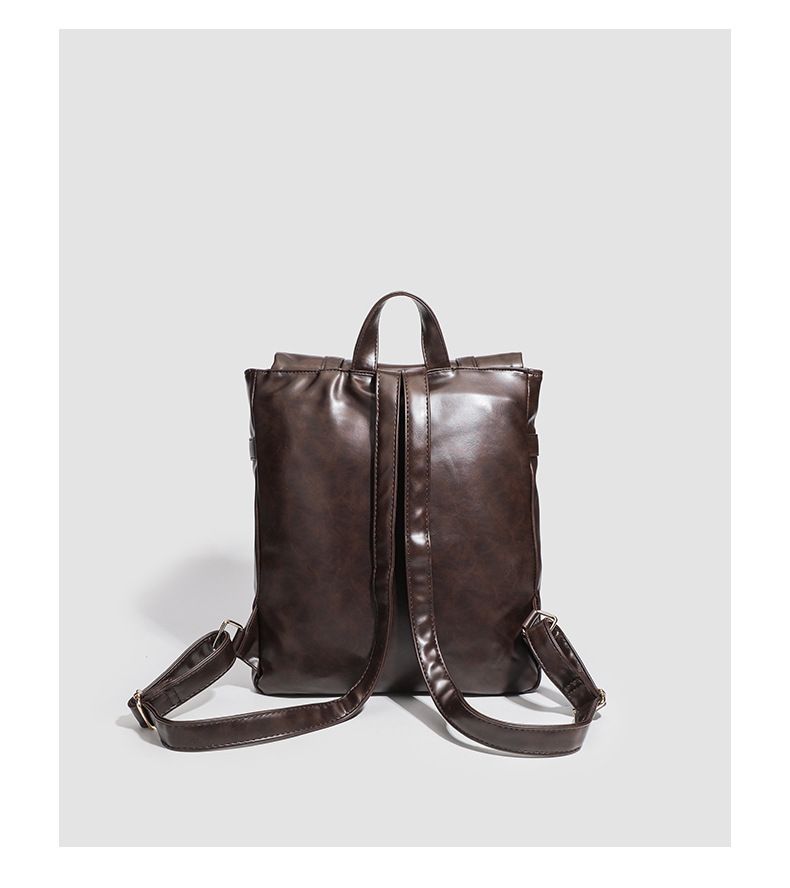 Backpack College Style Backpack Retro Soft Leather PU Men's Bag Casual Cambridge Commuter Schoolbag Large Capacity New_voghion.com