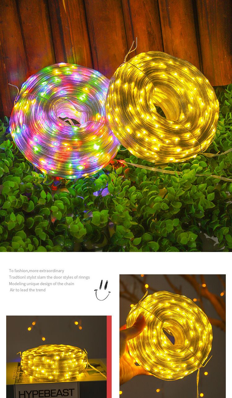 Solar LED Fairy Lights Outdoor Waterproof String Lights - 10/20/30/50/100M, 100-800 LED, Warm/White/Color Options,_voghion.com