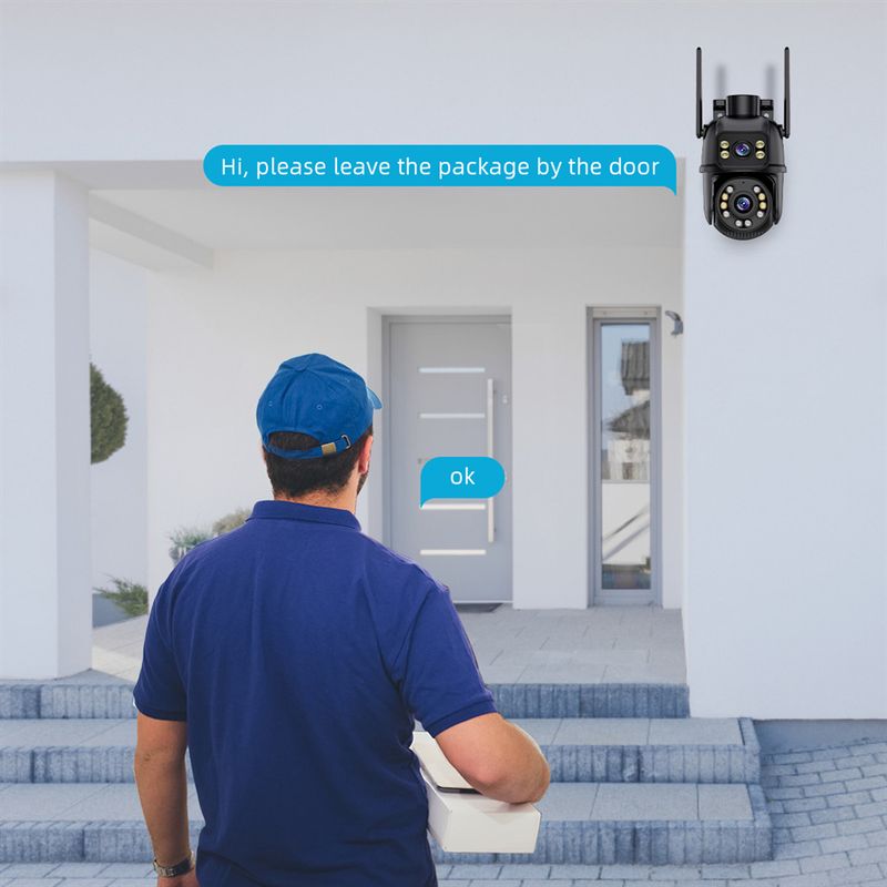 Icsee Gun Ball Bağlantılı Çift Lens İzleme Çift Ekran 360 Derece Açık Hava Su Geçirmez HD WiFi Top Makinesi Dürbün_voghion.com