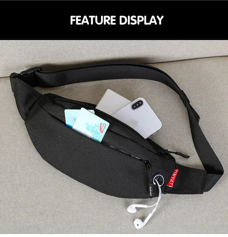 TINYAT Marsupio da uomo, borsa casual grande per telefono, marsupio da donna, marsupio da viaggio con tasche laterali a banana 250614l_voghion.com