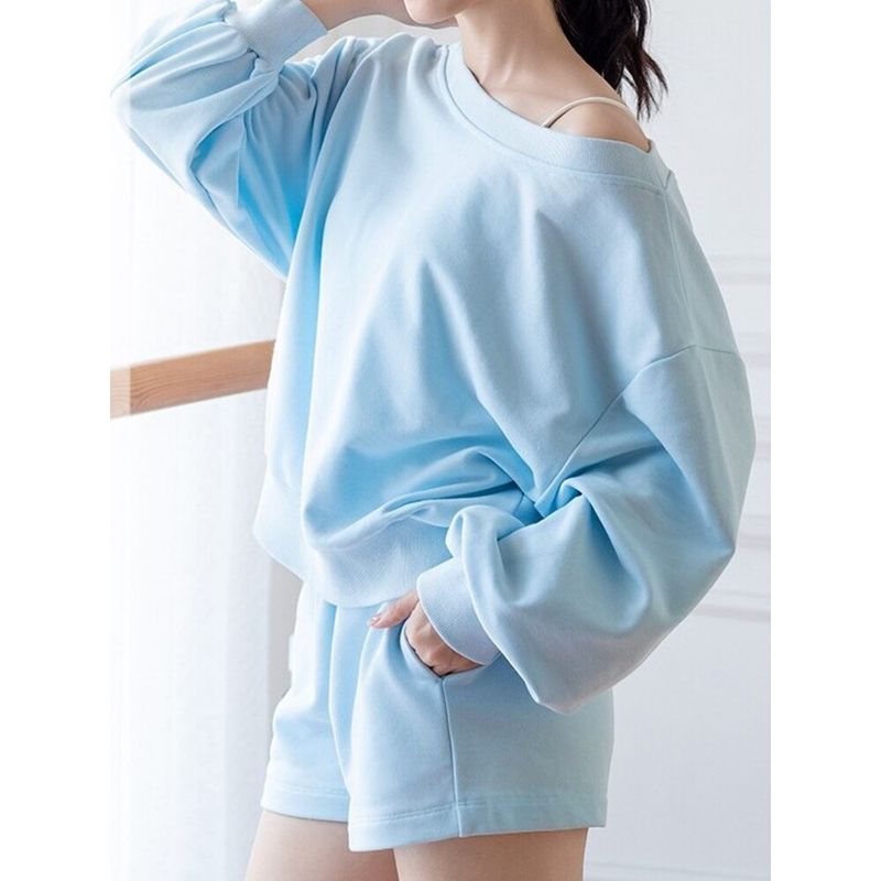 Abbigliamento sportivo da donna, a tinta unita, per autunno e inverno, da corsa, fitness, a maniche lunghe, pantaloncini da yoga, set ampio_voghion.com