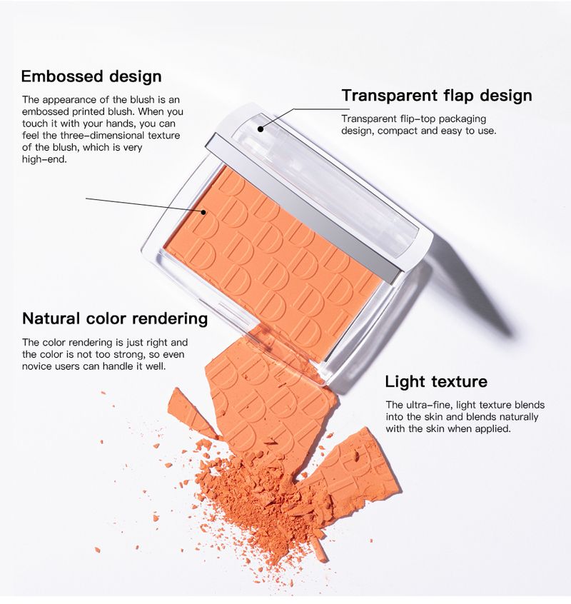 Embossed Powder Blush Peach Pink Coral Tint Makeup 3D Relief Blush Palette Brown Cheek Contour Rouge Cosmetics Face Brightens_voghion.com