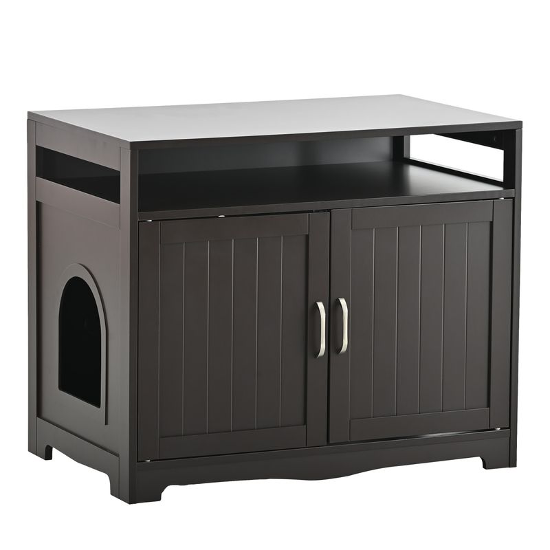 Litter Box Enclosure, Cat Litter Box Furniture With Hidden Plug, 2 Doors,Indoor Cat Washroom Storage Bench Side Table Cat House, Large Wooden Enclused Litter Box House, Esspresso_voghion.com