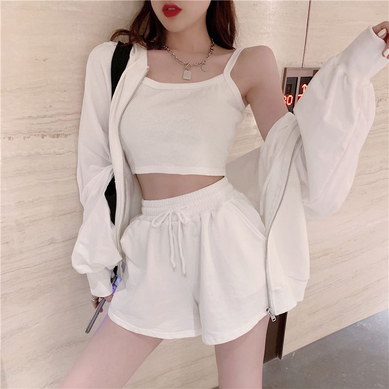 Ensemble trois pièces pour femme, décontracté, tendance, gilet et short, élégant et tendance, pour célébrités d'Internet_voghion.com
