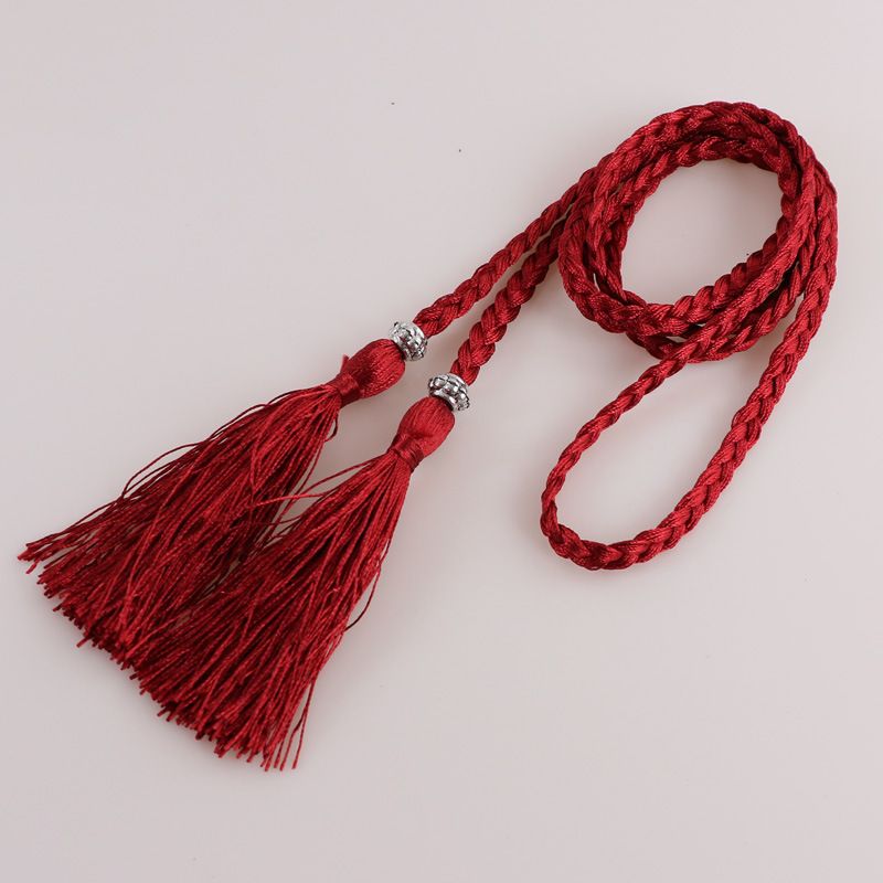 Ceinture à pompon tressée pour femmes, nouvelle collection 2022, nœud décoratif pour cheveux, jupe Hanfu, chaîne, corde de taille_voghion.com
