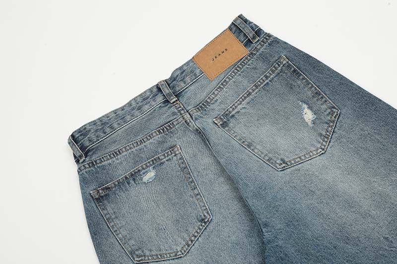 Men's Clothing Washed Distressed Ripped Drape Niche Jeans Men And Women Trendy Retro Loose Casual Straight Pants_voghion.com
