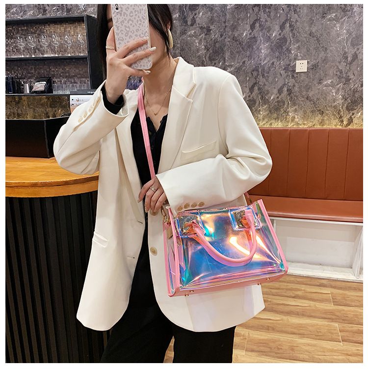 Borsa laser Borsa in pvc Borsa da donna 2023 Nuova moda Air Bag Borsa a tracolla Borsa a tracolla in gelatina Borsa trasparente_voghion.com