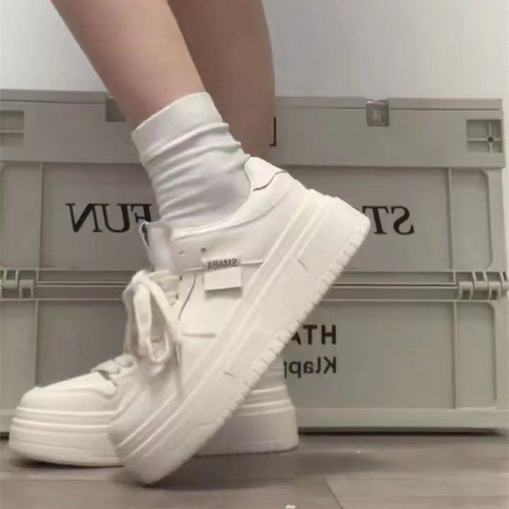 Scarpe con plateau Muffin bianche per bambini, versione coreana, scarpe casual traspiranti e rialzate_voghion.com