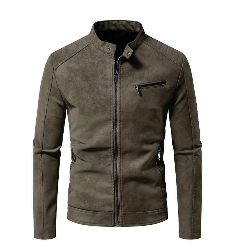 Veste vintage en similicuir pour homme avec doublure polaire – Manteau en PU style motard rétro pour tenues décontractées et d'équitation._voghion.com