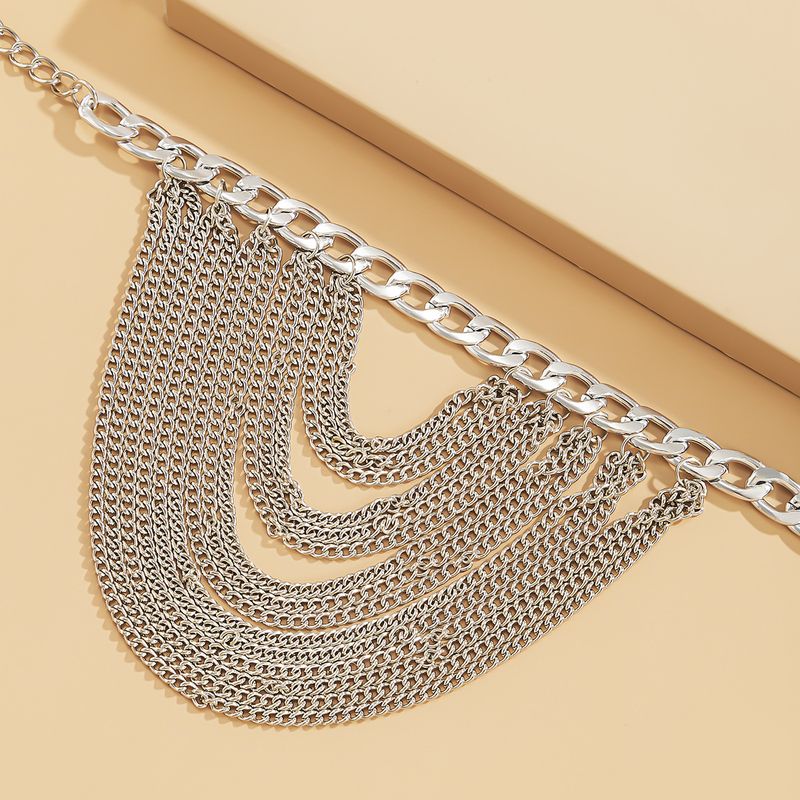 Temperament Multi-layer Fringed Hip-hop Anklet Female Exaggerated Personality Geometric Metal Chain Shoe Chain_voghion.com