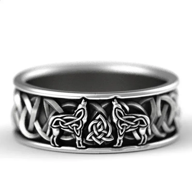 Huitan Viking Nordic Mythical Giant Werewolf Ring Defense Totem Wolf Fashion Hip Hop Rock Neutral Finger Punk Gift_voghion.com