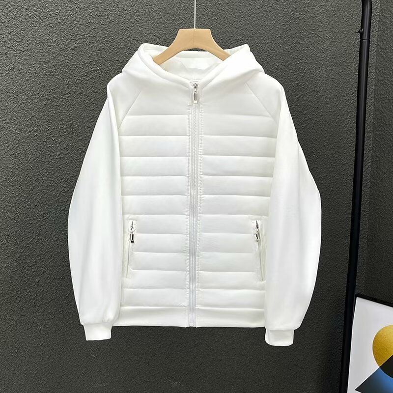 Men's Clothing Men's Autumn And Winter Cotton Casual Hooded Lining Full Edge Light Sweater Couple Jacket Casual Top Solid Color Stitching_voghion.com