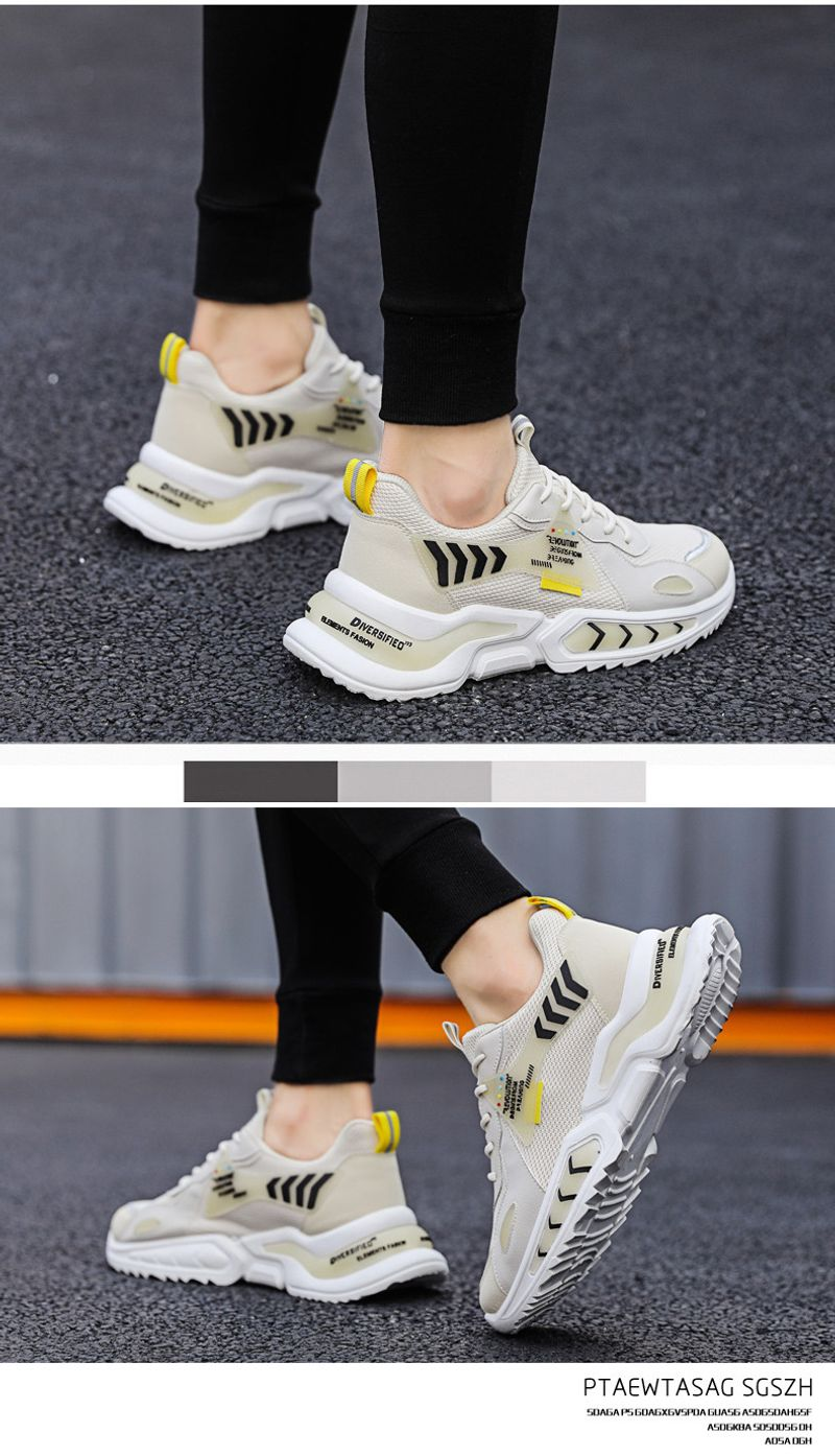 Scarpe da corsa sportive da uomo, nuove, casual, con colori a contrasto, per adolescenti, in stile coreano, alla moda e con personalità, in tessuto volante._voghion.com