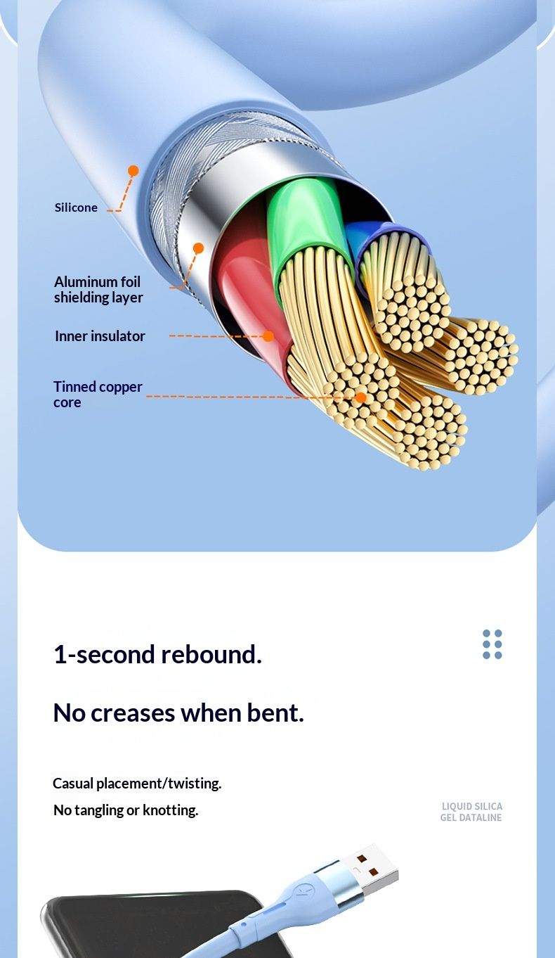Digitex Typ-C Super Fast 6A Kompatibel mit Huawei Honor Xiaomi Vivo Ladegerät OPPO Lade-Silikon-Datenkabel_voghion.com