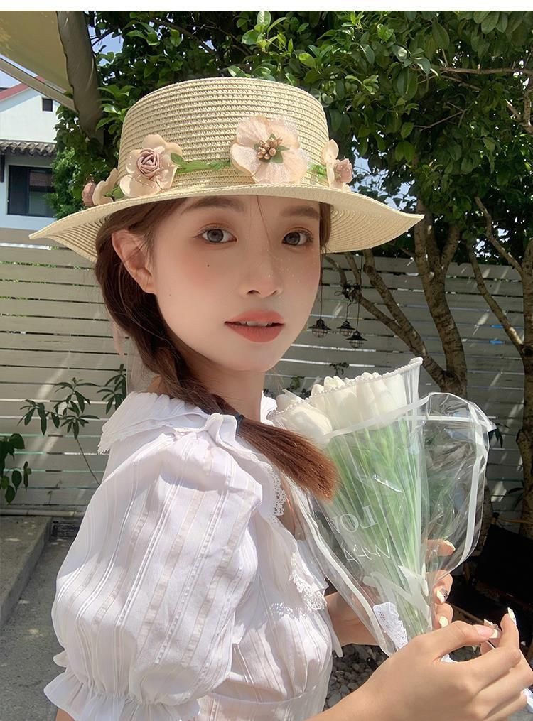 Cappello estivo con protezione solare, cappello da spiaggia, cappello di paglia intrecciato_voghion.com