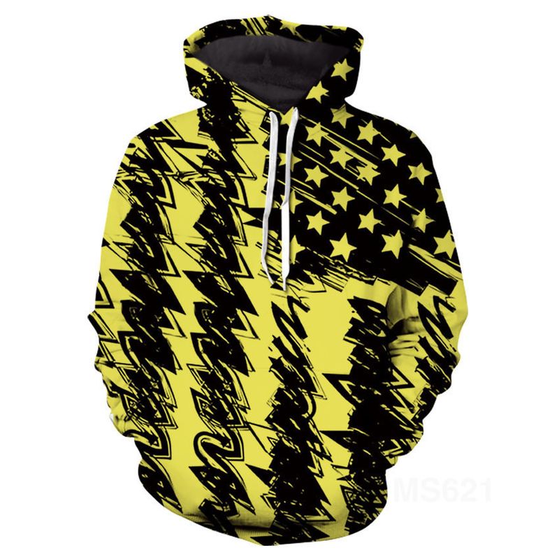 Felpa unisex casual primavera e autunno con stampa digitale geometrica nera e bianca del 2025_voghion.com