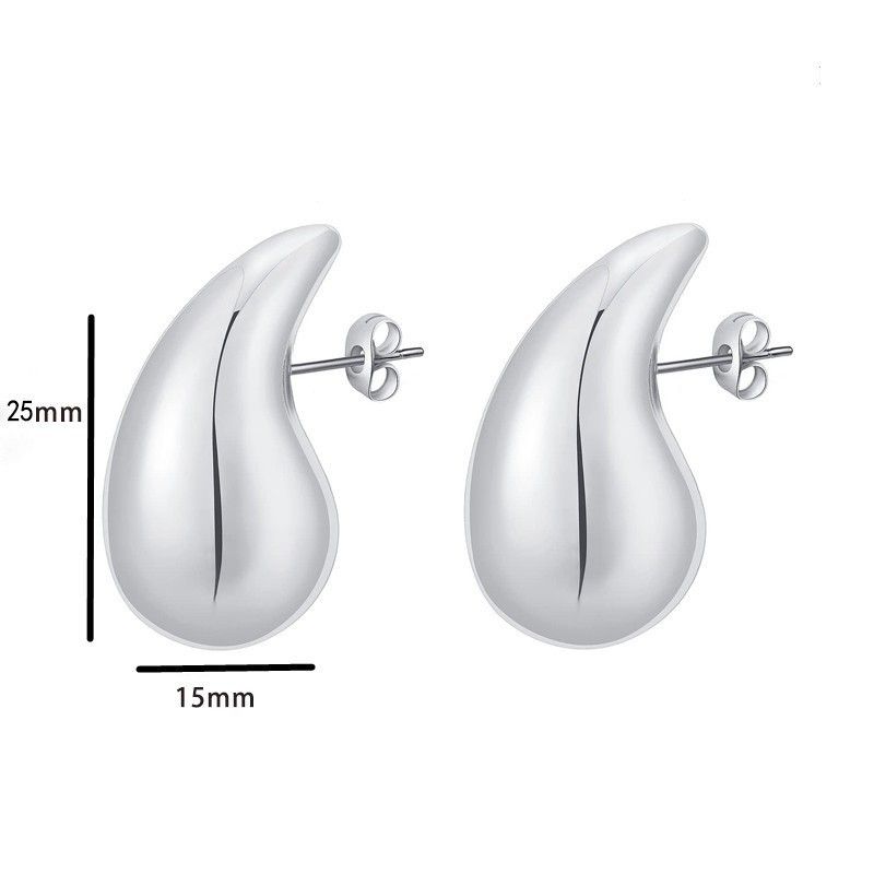 Orecchini a bottone ovali in lega dorata di alta qualità, classici a forma di goccia d'acqua per donna_voghion.com