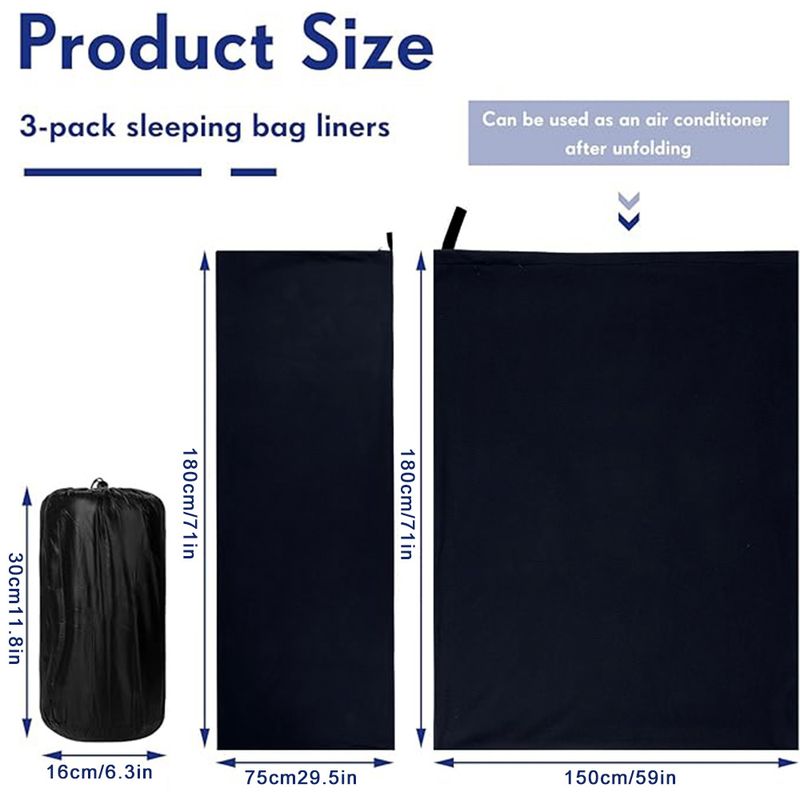 Tragbarer Schlafsack-Liner aus Mikrofaser-Fleece, Reiselaken, Schlafsack, Campingdecke mit Reißverschluss für Outdoor-Campingzelt_voghion.com