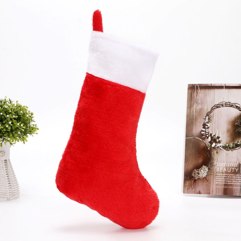 Lillian Hangable White Edge Red Short Plush Stockings Christmas Decorations Factory Direct Cross-Border_voghion.com