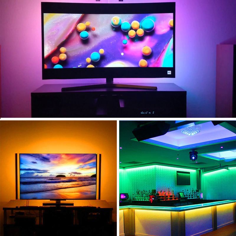Tira de luces LED USB con control remoto, cambio de color RGB, opciones impermeables y no impermeables, LED SMD 5050._voghion.com