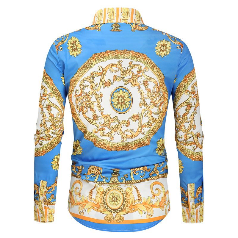 Men's clothing 3D digital print fashion shirt slim long sleeve shirt_voghion.com