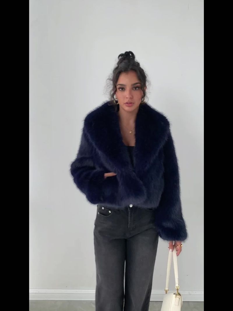 Giacca invernale da donna, calda e spessa, con chiusura a ombelico, vestibilità aderente, silhouette a trapezio, collo con revers, corta_voghion.com
