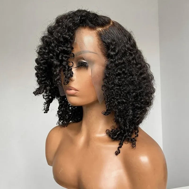 18inch 200 Density Kinky Curly Silk Base Full Lace Wig Glueless Brazilian Curly 5x5 Silk Top Full Lace Human Hair Wig For Women_voghion.com
