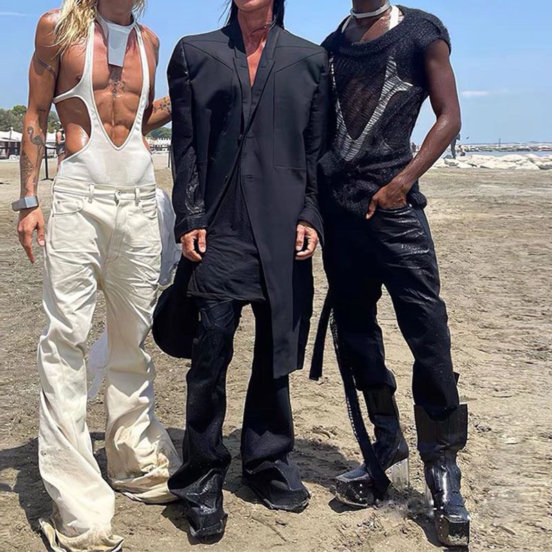 Wax Pants, Long Pants, Purely Hand-brushed Wax-coated Wax-faced Flared High-elastic Jeans, Dark Wind_voghion.com