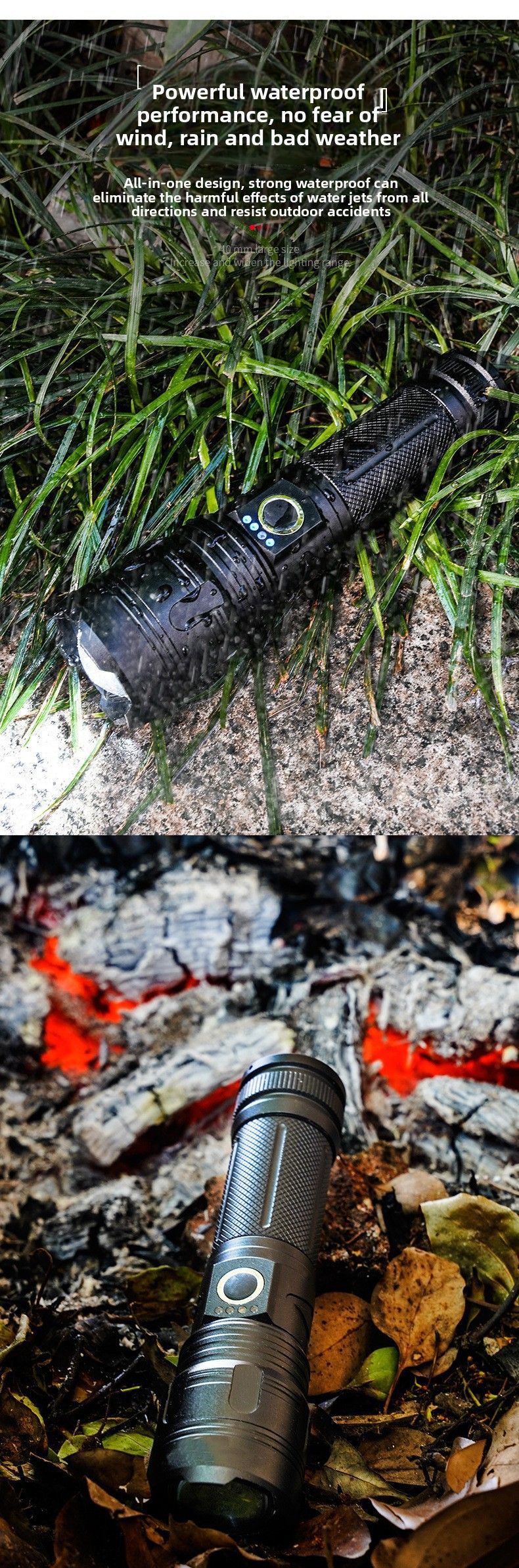 Neue Outdoor-Patrouillen-Taschenlampe mit Typ-C-Ladeanschluss, Zoom, weißem Laser, Multifunktions-Notfall-Taschenlampe mit starkem Licht_voghion.com