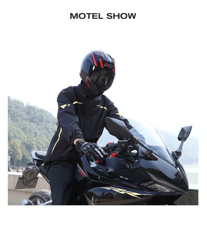 Motorrad-Regenmantel-Set für Herren, Ganzkörperschutz, wasserdicht, strapazierfähig, Regenbekleidung für Erwachsene_voghion.com