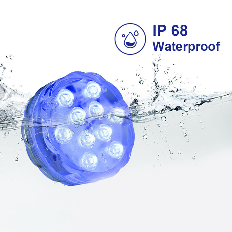 4Pcs Pool Diving Lights With Remote Control 10 LEDs Colorful Light Illumination Underwater Submersible Aquarium LED Lamp Pool Decoration_voghion.com