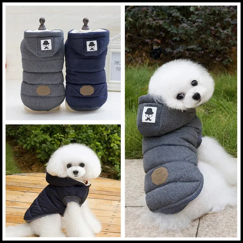 Winter Warm Jacket Clothing Small Dogs, Fleece Two-Legged Coat Puppies, Hooded Sweatshirt Pets, Costumes For Chihuahuas, By PawParty Store_voghion.com