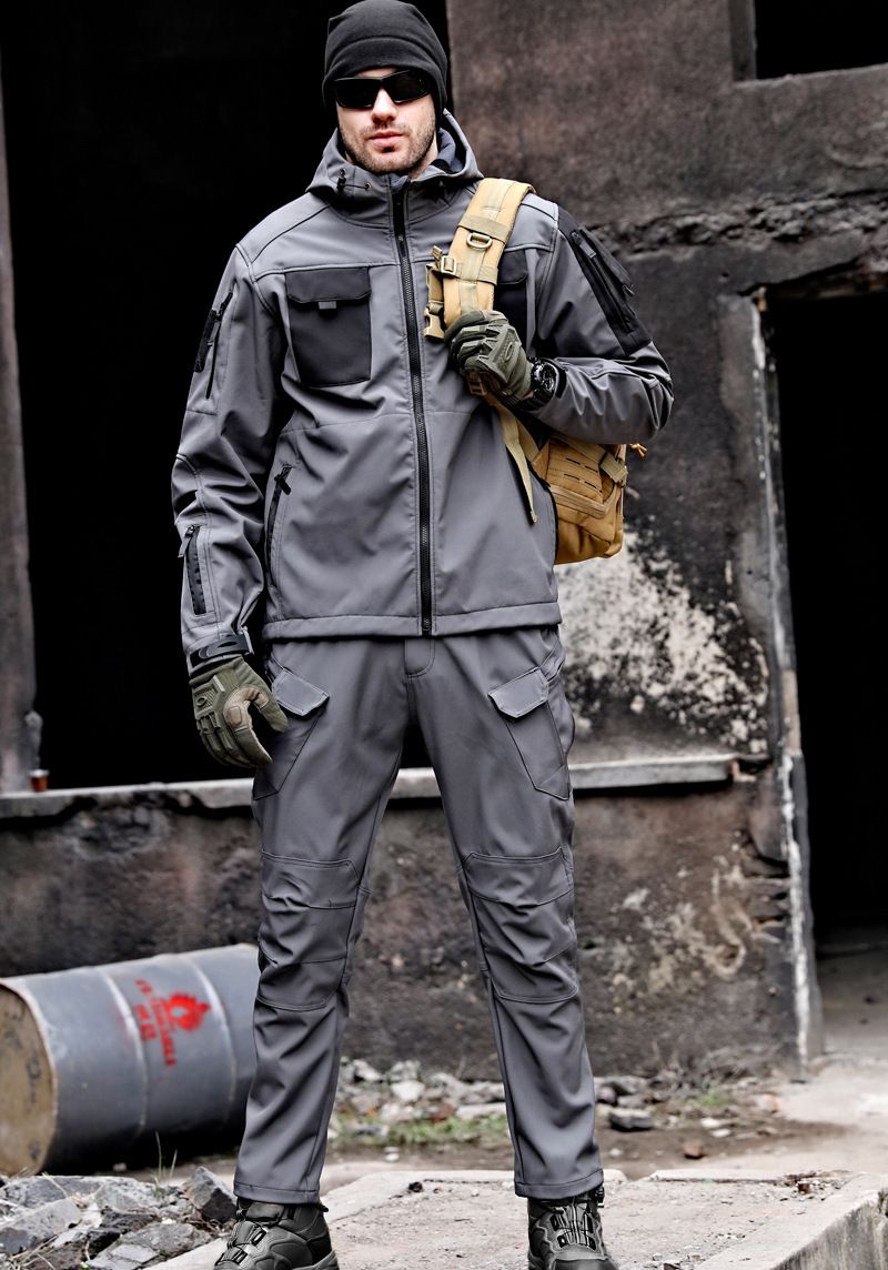 Veste fonctionnelle d'extérieur Archon pour homme, veste softshell tactique chaude et imperméable en velours, sensation d'attaque forte, style américain_voghion.com