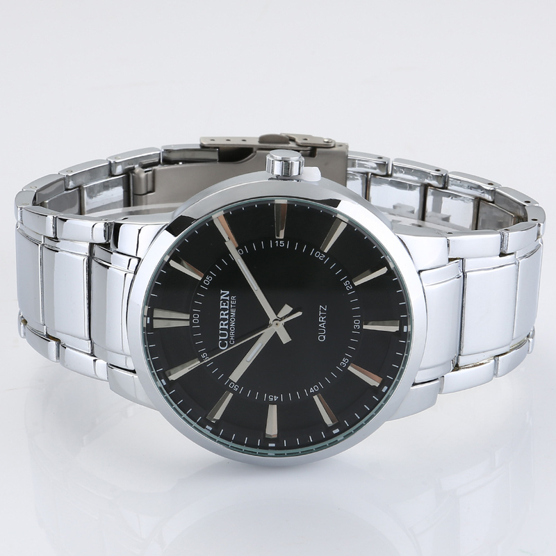 CURREN Carryon 8001B Stor Urskive Mote Avslappet Vanntett Stålrem Quartz Herreklokke_voghion.com