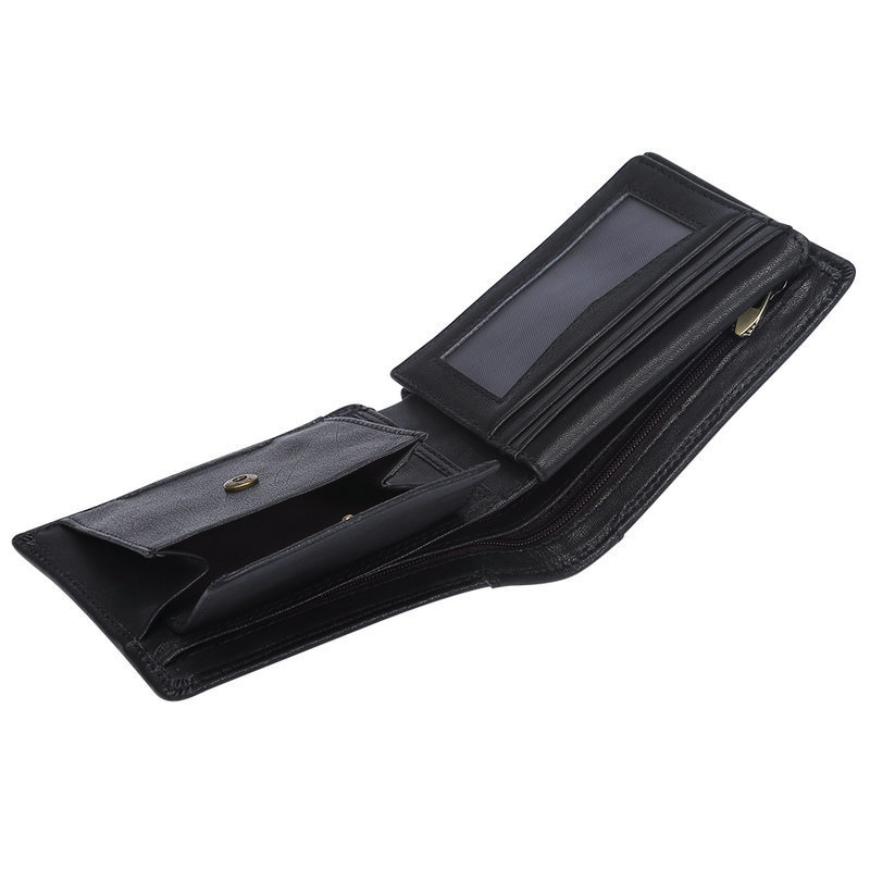 GENODERN Cow Leather Men Wallets with Coin Pocket Vintage Male Purse RFID Blocking Genuine Leather Men Wallet with Card_voghion.com