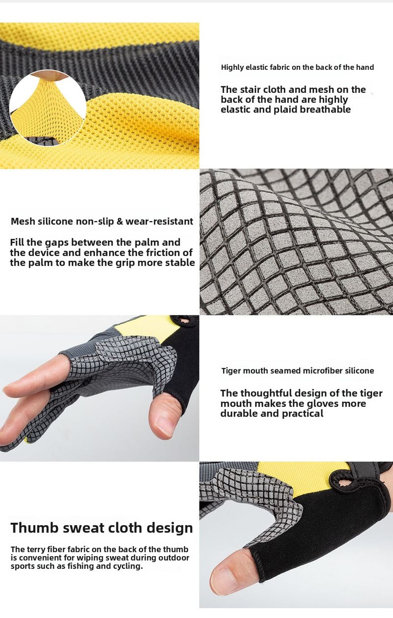 Esca ispessita con bocca di tigre, traspirante, antiscivolo, anti-sudore, con protezione solare, per sport all'aria aperta, con tre dita esposte_voghion.com
