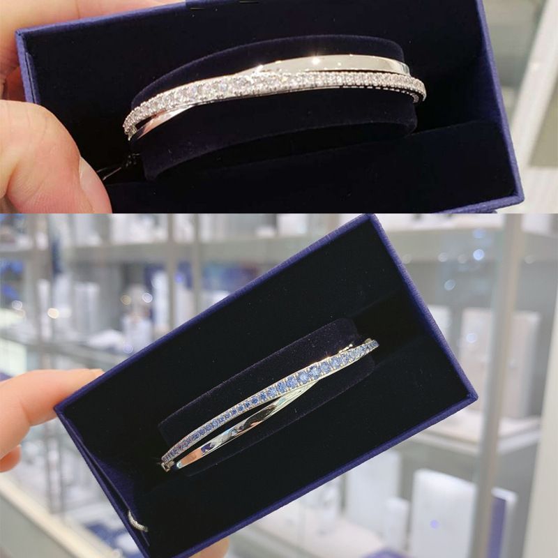 Bracciale a spirale incrociata semplice ed elegante Bracciale a spirale curva sfalsata_voghion.com