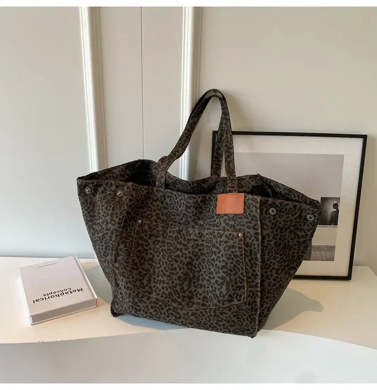 Leopard Design 2023 Shopper di moda coreana Grandi borse per la spesa per donna Borsa a tracolla per ragazza di grande capacità_voghion.com