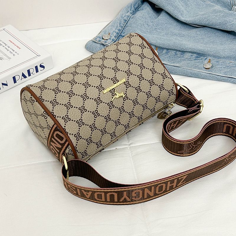 Sac bandoulière rétro à carreaux avec large bandoulière - Petit sac carré polyvalent en PU pour femme, tendance et léger._voghion.com