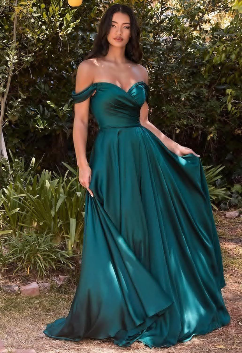 Abito da damigella d'onore in raso con spalle scoperte Abito da sposa lungo con volant e linea ad A con corpetto formale da ballo con spacco_voghion.com