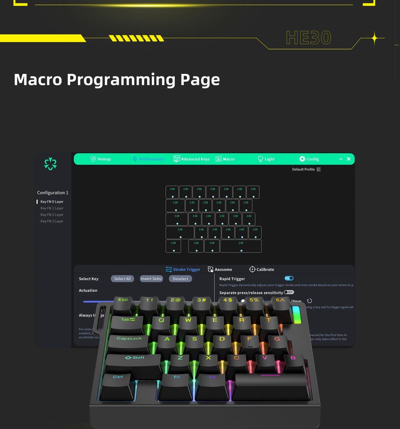 Tastiera meccanica ZUOYA HE30/65 8K con asse magnetico, speciale gioco Esports, grilletto rapido_voghion.com