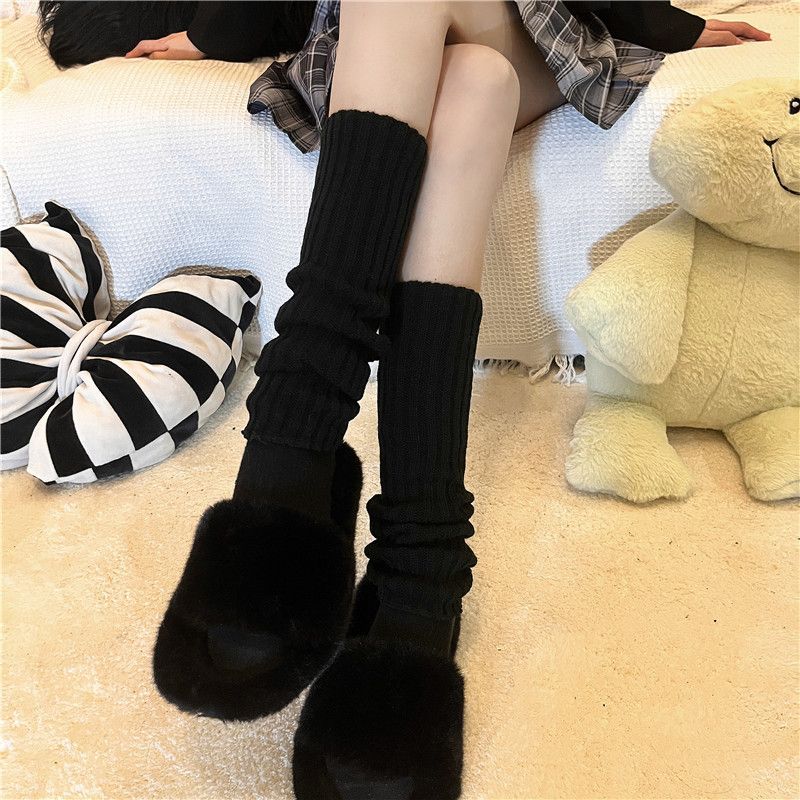 Chaussettes tricotées pour filles chaudes sans fermeture pour la fête du printemps, couvre-jambes gris, jk, chaussettes mi-mollet blanches à longues mailles rouges pour femmes y2g_voghion.com