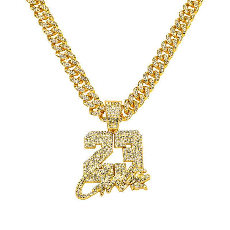 Collana con ciondolo numero 23 in stile hip-hop da uomo, nuova in Europa e America_voghion.com