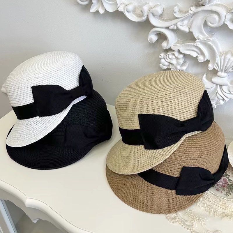 Summer Versatile Duckbill Cap With Big Bow Equestrian For Women Riding Outdoors Sun Protection Straw Hat_voghion.com