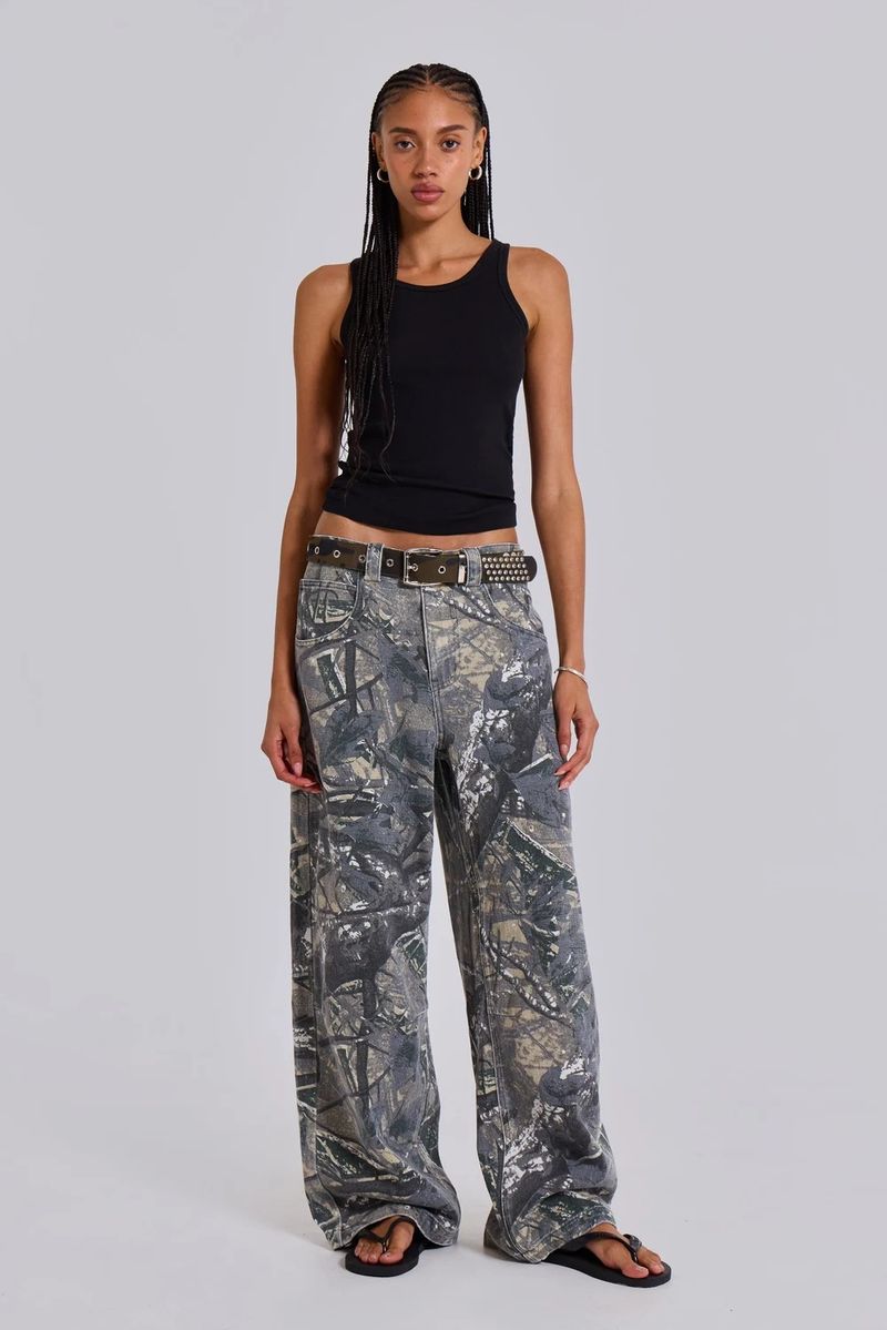Vêtements pour femmes High Street Retro Camouflage Print Loose Straight Jeans_voghion.com