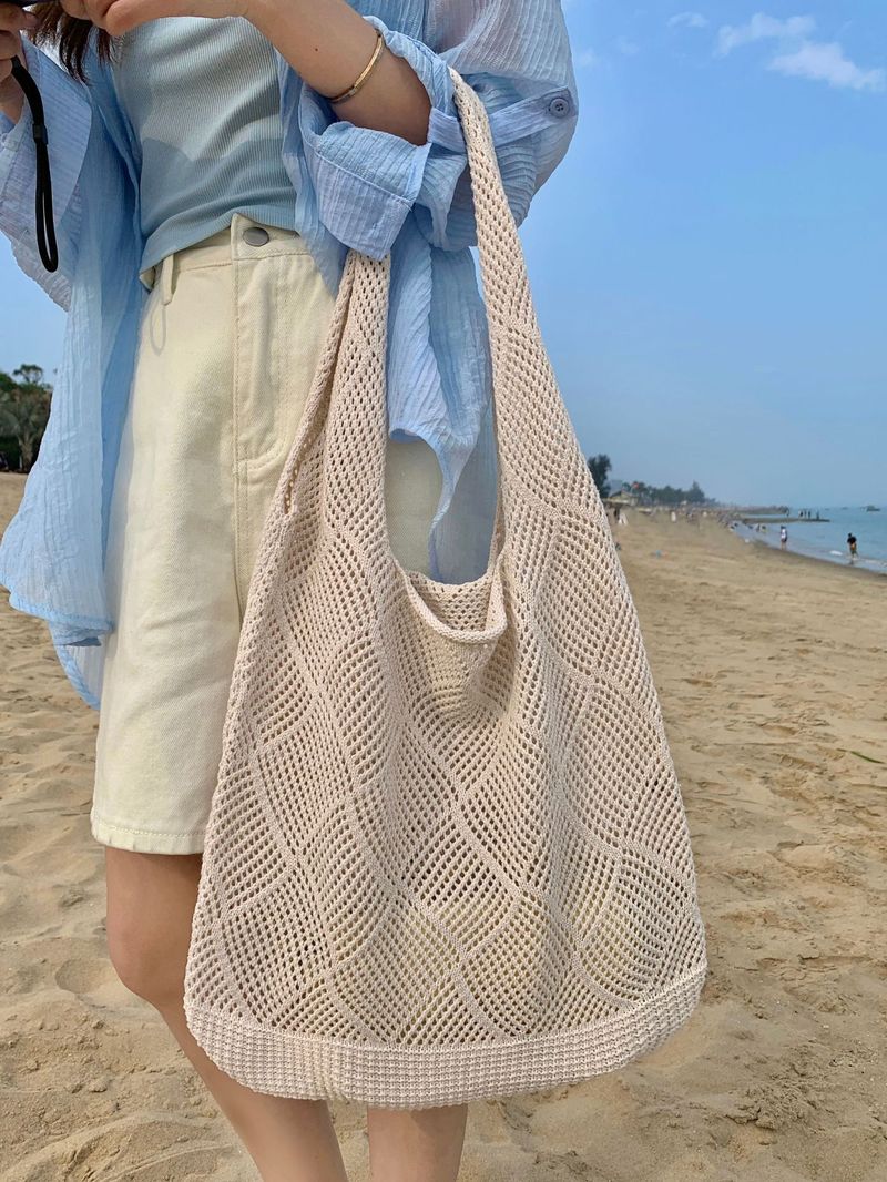 Hotselgende skulderveske Lazy Style Bag Kvinnelig handleveske Vår og sommer Hulveving_voghion.com