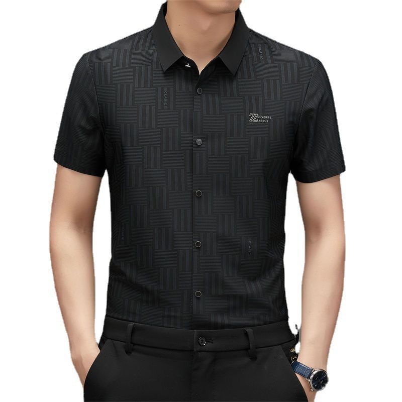 Summer Short sleeved New Traceless Middle and Youth Solid Color Thin Fashion Casual Shirts for Men's Wear_voghion.com